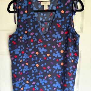 LOFT Women's Tank Top - Blue, Red & Orange Dots